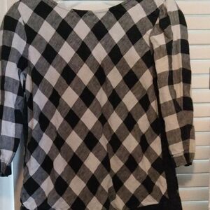 Plaid Black and White Blouse